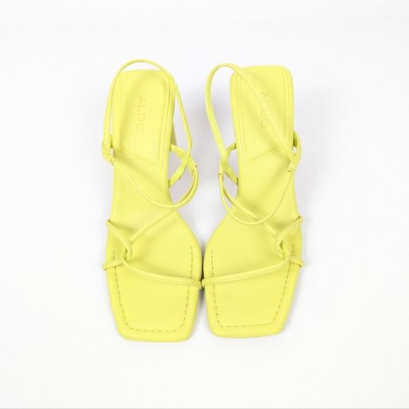 ALDO Chartreuse Meagan Strappy Square Toe Heeled Sandals Size 8 - Picture 4 of 10